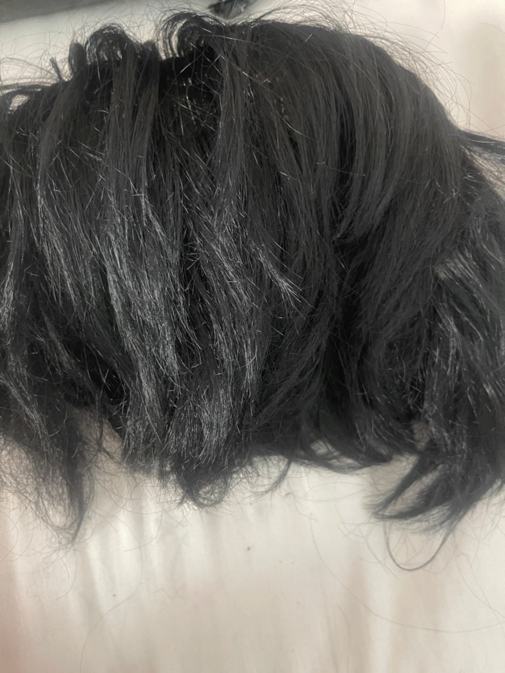 Jet black half wig bob 10 inches long